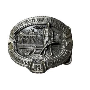 Vtg 1985 Nasco Newbold's Cast Iron Plow Growing Of America Belt Buckle Numbered